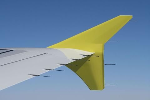 Picture of a winglet at the end of a wing